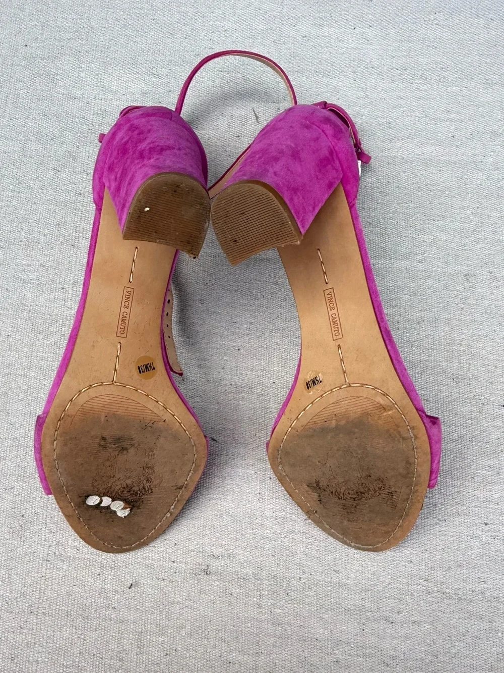 Vince Camuto Fuchsia Suede Block Heel Ankle Strap Sandals